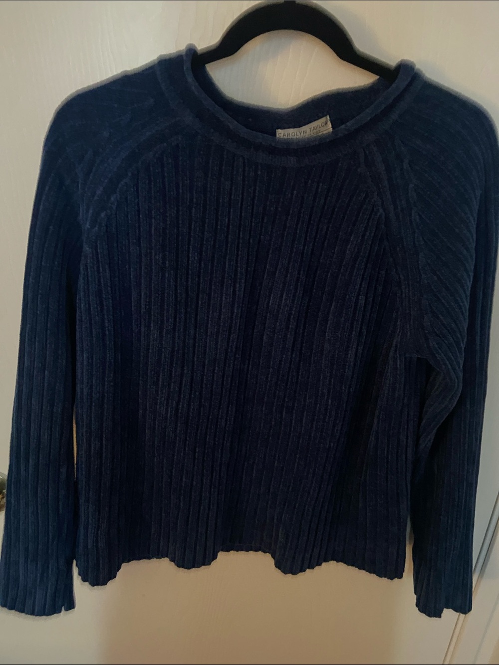 Carolyn Taylor Deep Navy Ribbed Crewneck Sweater